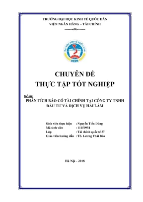 Phân tích báo cáo tài chính tại công ty TNHH Đầu tư và 