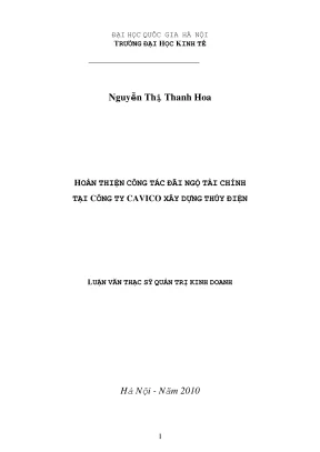 Hoàn Thiện Công Tác Đãi Ngộ Tài Chính Tại Công Ty Cavico