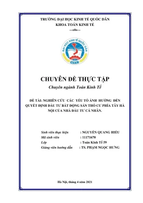 Các yếu tố ảnh hưởng đến quyết định đầu tư bất động sản