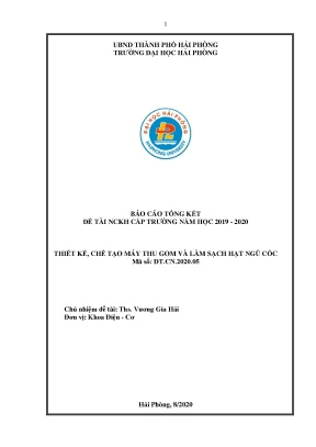 Thiết kế và chế tạo máy thu gom, làm sạch hạt ngũ cốc -