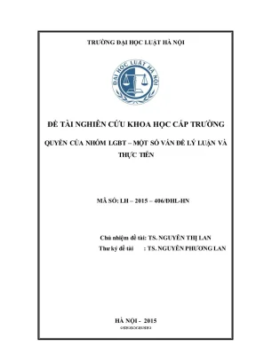 Đề tài nghiên cứu khoa học cấp trường quyền của nhóm lgbt một số vấn đề lý luận và thực tiễn