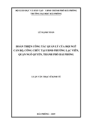 Hoàn Thiện Công Tác Quản Lý Cán Bộ Công Chức Tại UBND