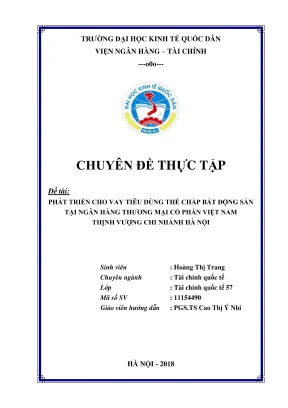 Chuyên đề thực tập phát triển cho vay tiêu dùng thế chấp 