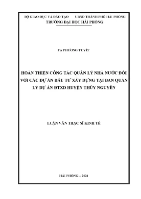 Hoàn thiện quản lý nhà nước đối với dự án đầu tư xây