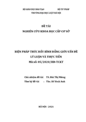 Biện Pháp Thúc Đẩy Bình Đẳng Giới: Lý Luận Và Thực Tiễn