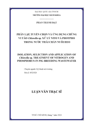 Phân lập và ứng dụng vi tảo Chlorella sp xử lý nitơ,