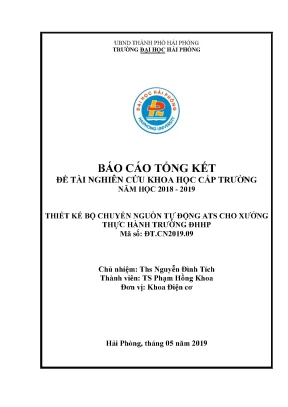 Thiết kế bộ chuyển nguồn tự động ATS cho xưởng thực hành 