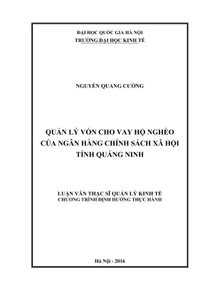 Luận Văn Thạc Sĩ: Quản Lý Vốn Cho Vay Hộ Nghèo Tại Ngân