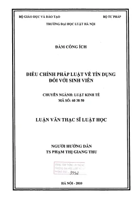 Luận Văn Thạc Sĩ Luật Học: Điều Chỉnh Pháp Luật Tín Dụng