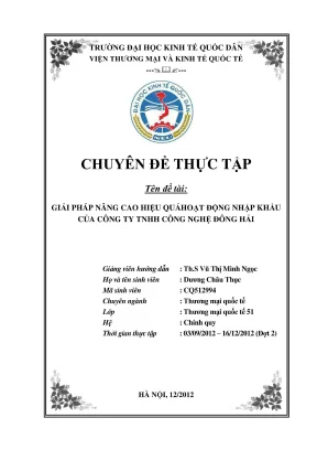 Giải pháp nâng cao hiệu quả nhập khẩu tại Công ty Cổ 