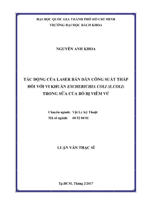 Tác Động Của Laser Bán Dẫn Công Suất Thấp Lên Vi Khuẩn