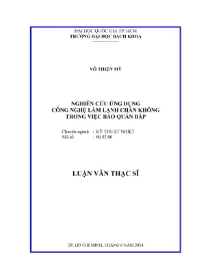 Nghiên cứu ứng dụng công nghệ làm lạnh chân không bảo 