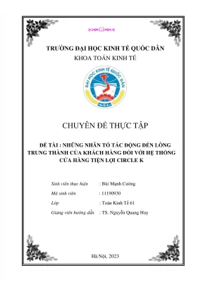 Nhân tố ảnh hưởng đến lòng trung thành khách hàng tại 