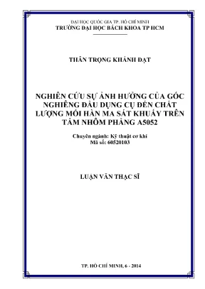 Tối ưu góc nghiêng hàn ma sát khuấy nhôm A5052