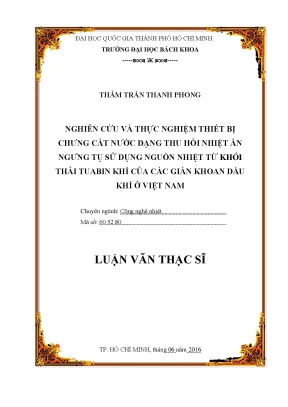 Nghiên cứu thiết bị chưng cất nước thu hồi nhiệt ẩn từ 