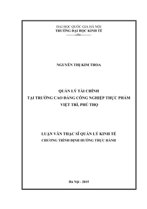 Quản lý tài chính trong luận văn thạc sĩ tại Cao đẳng