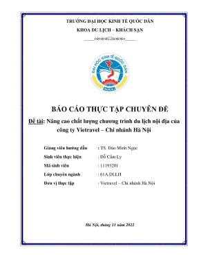Nâng cao chất lượng chương trình du lịch nội địa tại 