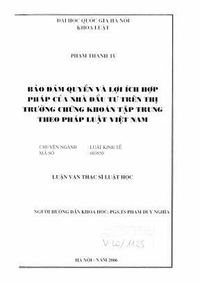 Luận văn thạc sĩ: Đảm bảo quyền và lợi ích nhà đầu tư