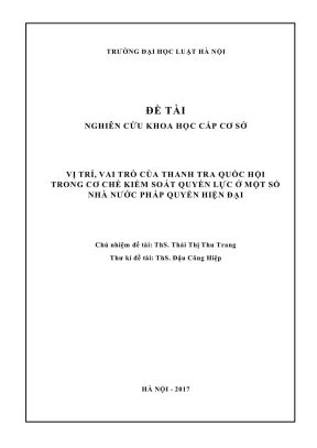 Vai trò của Thanh tra Quốc hội trong kiểm soát quyền lực