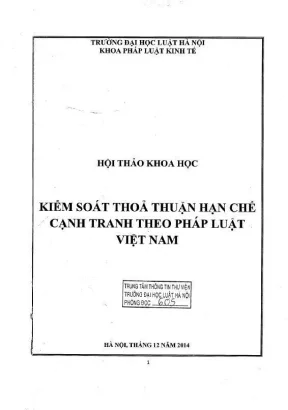 Kỷ yếu hội thảo khoa học: Kiểm soát thoả thuận hạn chế