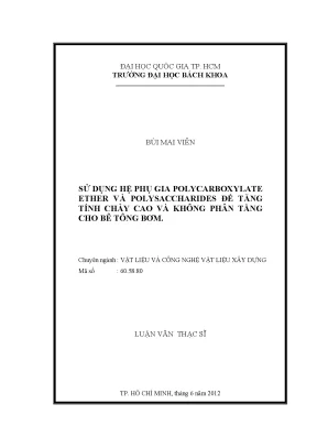 Luận Văn Thạc Sĩ: Ứng Dụng Polycarboxylate Ether Và 