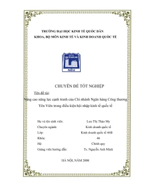 Nâng cao năng lực cạnh tranh ngân hàng công thương Yên 