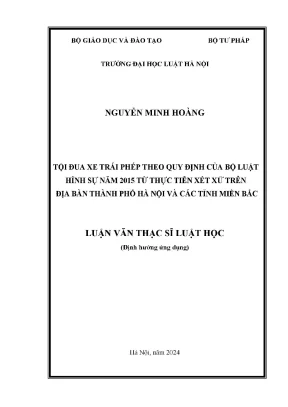Luận văn thạc sĩ: Tội đua xe trái phép theo Bộ luật Hình