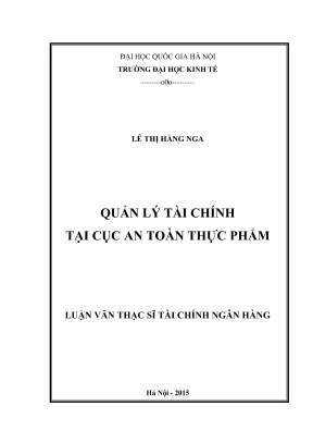 Quản lý tài chính tại Cục An toàn thực phẩm: Luận văn