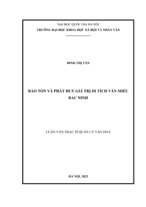 Luận Văn Thạc Sĩ: Quản Lý Văn Hóa Bảo Tồn Di Tích Văn
