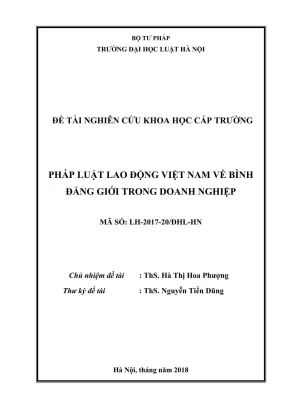 Nghiên cứu pháp luật lao động Việt Nam về bình đẳng giới 