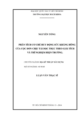 Phân tích cơ chế huy động sức kháng hông cọc đơn chịu