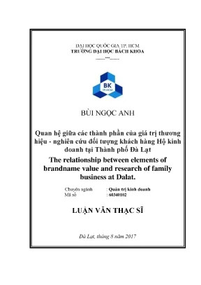 Luận Văn Thạc Sĩ: Quan Hệ Giữa Các Thành Phần Giá Trị