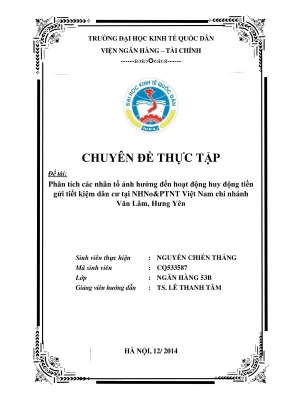 Phân tích nhân tố ảnh hưởng đến huy động tiền gửi tiết 