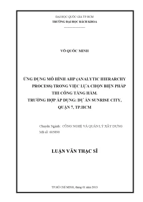 Ứng Dụng Mô Hình AHP Trong Lựa Chọn Biện Pháp Thi Công