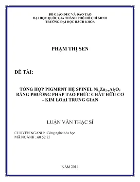Tổng hợp pigment hệ spinel NixZn1-xAl2O4 bằng phương