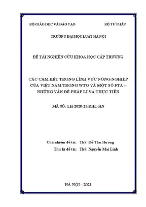 Nghiên cứu cam kết nông nghiệp Việt Nam trong WTO và 