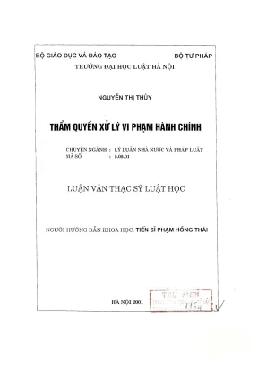 Luận Văn Thạc Sĩ Luật Học: Thẩm Quyền Xử Lý Vi Phạm Hành