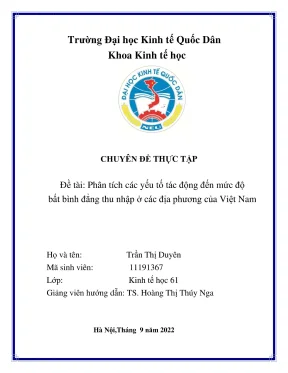 Phân tích yếu tố tác động đến bất bình đẳng thu nhập tại