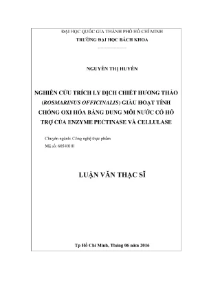 Nghiên cứu trích ly dịch chiết hương thảo giàu chất
