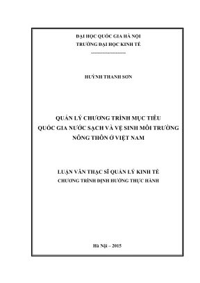 Quản lý chương trình nước sạch và vệ sinh môi trường
