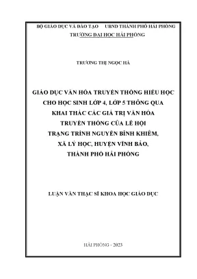 Giáo dục văn hóa truyền thống hiếu học cho học sinh lớp