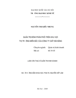 Luận Văn Thạc Sĩ Quản Trị Kênh Phân Phối Công Ty Giấy