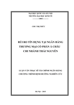 Luận Văn Thạc Sĩ: Rủi Ro Tín Dụng Tại Ngân Hàng Á Châu