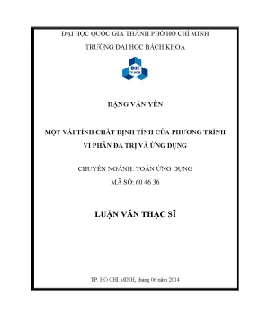 Luận văn thạc sĩ: Tính chất định tính và ứng dụng của