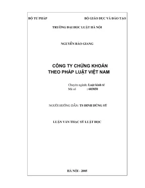 Luận Văn Thạc Sĩ Luật Học: Quy Định Pháp Luật Về Công Ty