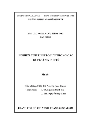 Nghiên cứu tính tối ưu trong bài toán kinh tế: Báo cáo