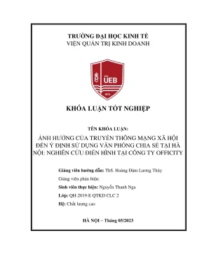 Ảnh hưởng của truyền thông mạng xã hội đến ý định sử