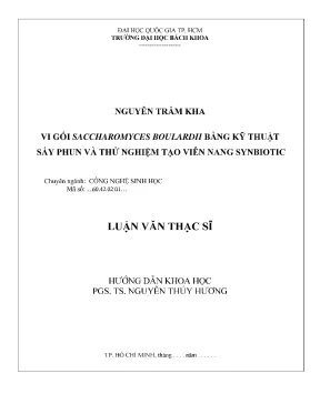 Nghiên cứu công nghệ sấy phun Saccharomyces boulardii và