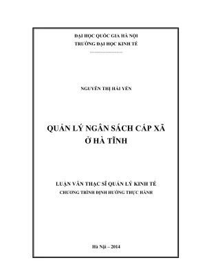 Luận Văn Thạc Sĩ Quản Lý Kinh Tế: Quản Lý Ngân Sách Cấp