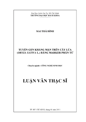 Luận Văn Thạc Sĩ: Tuyển Gen Kháng Mặn Trên Cây Lúa Oryza